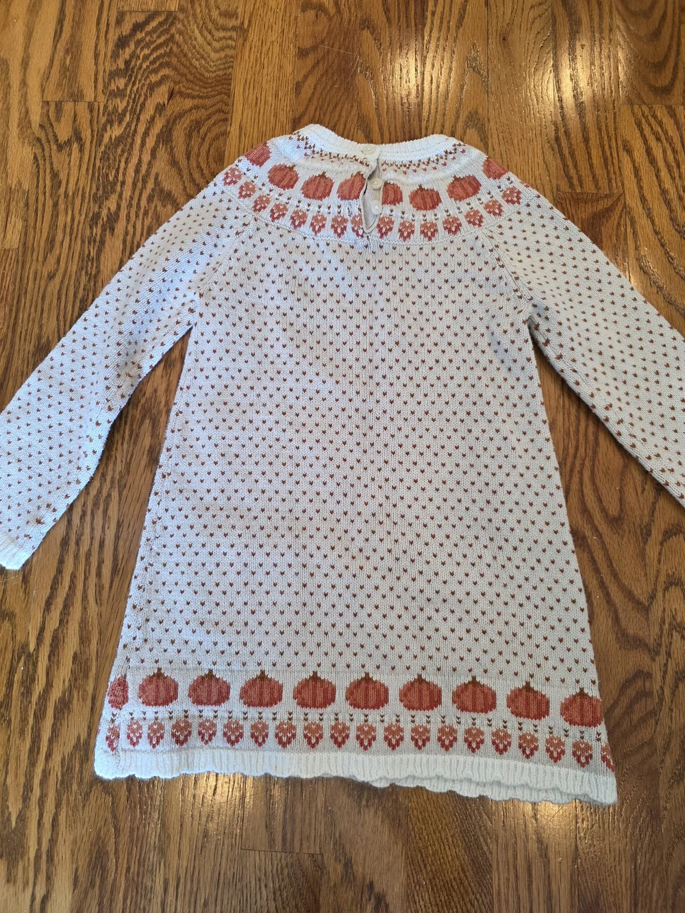 Max Studio Cream Knit Dress with Orange Pumpkin Pattern